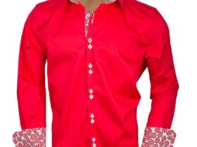 Mens designer red dress shirt