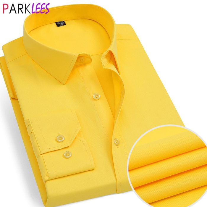 Mustard yellow mens dress shirt