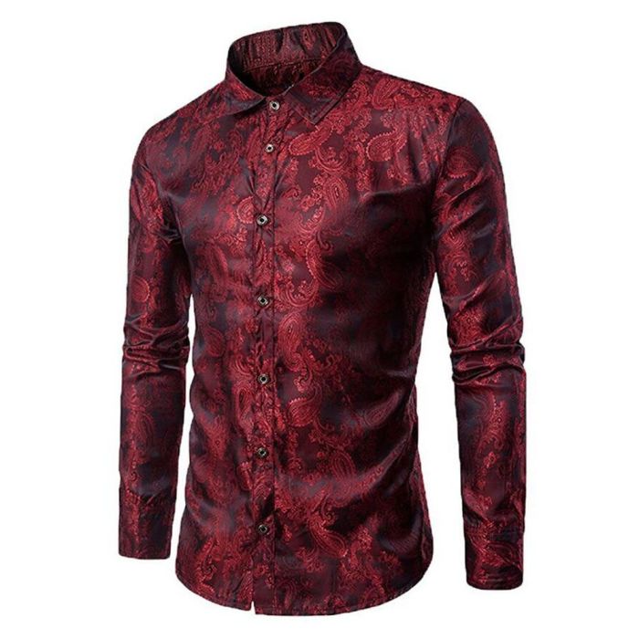 Mens designer red dress shirt