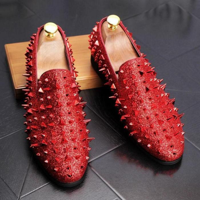 Mens red spiked dress shoes